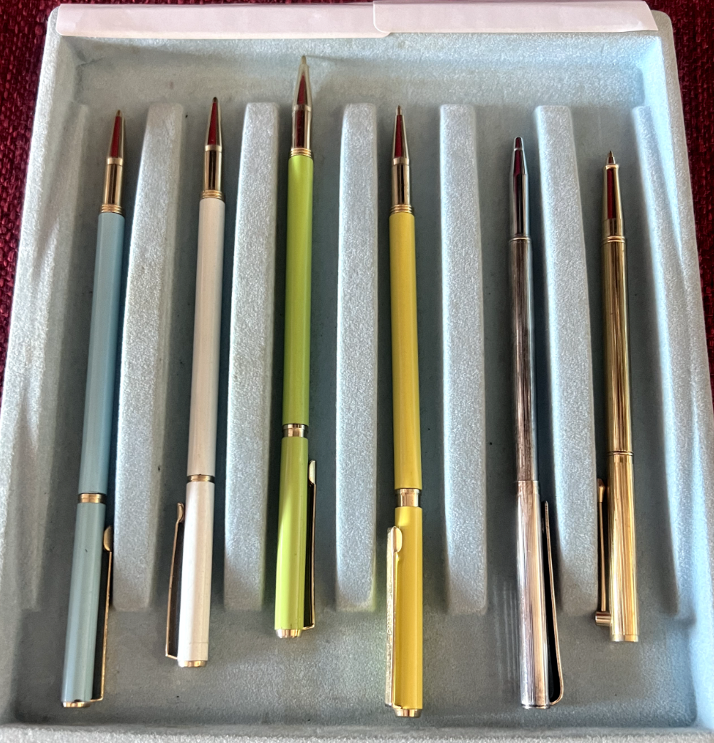 Stilus Penne Sphère Laque Chrome Doré Lot 6 Pcs Ed Autres Vintage Années 1970