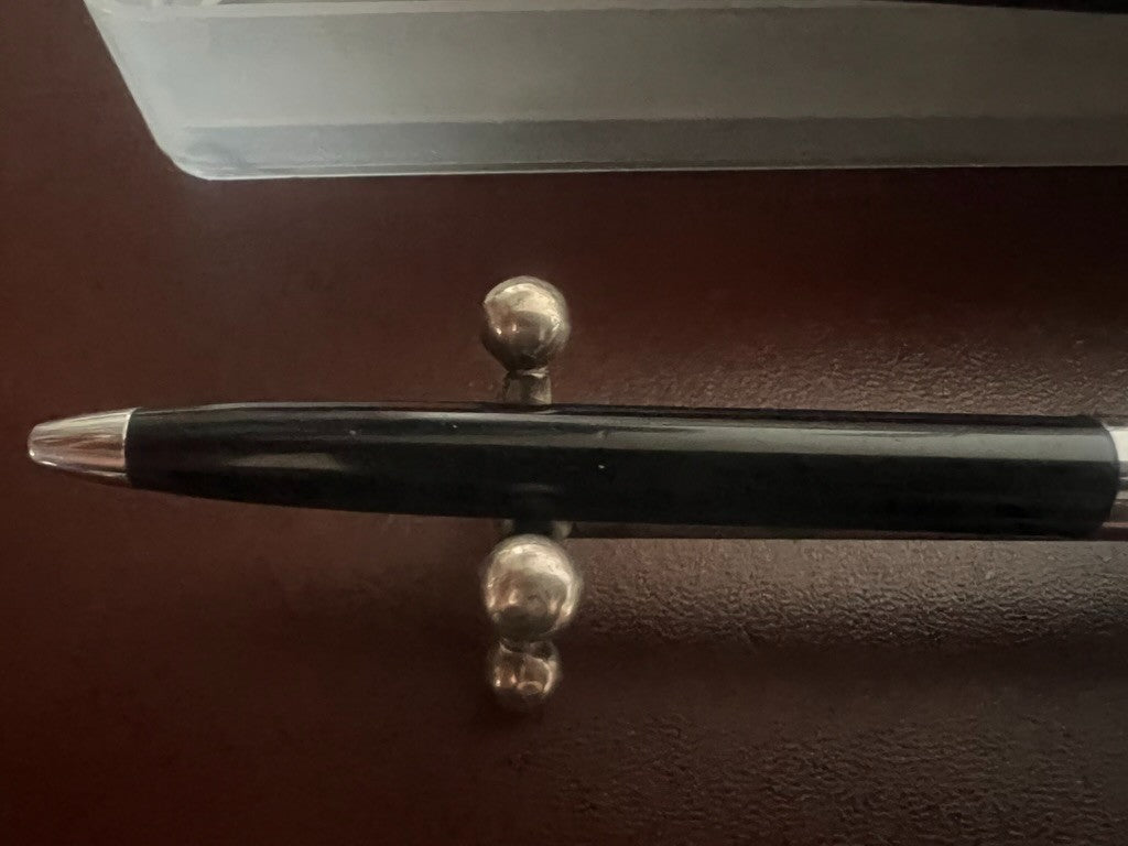 🔴 PAPERMATE penna sfera nera cromata a scatto con astuccio vintage