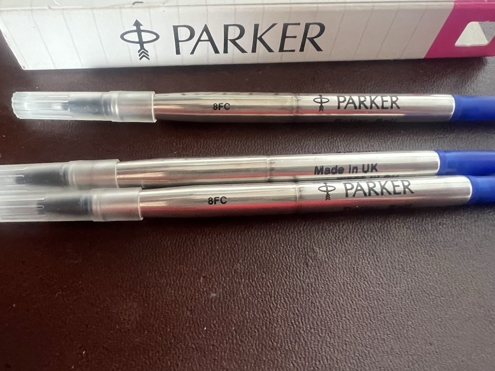 Parker Refill Stift Roller Ball Blau M 8FC 3 Stücke Neu Laden Ersatzteile