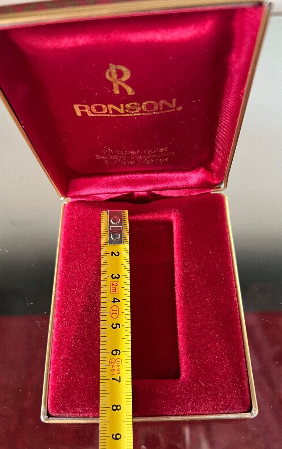 🔴 RONSON scatola accendino rossa pelle interno velluto interno L 2,7 h 7 cm