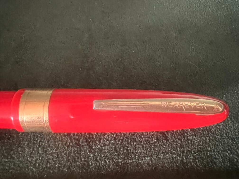 Wearever Stylo-Plume Stylo à Plume Celluloid Orange Levier Écrit USA '30 