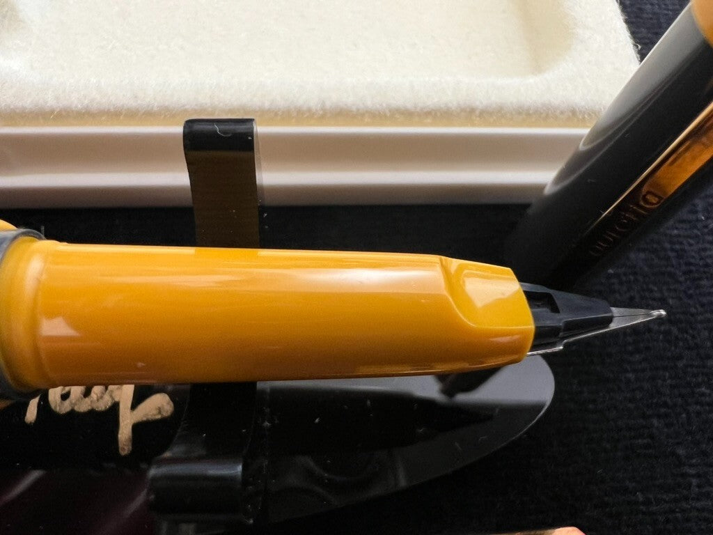 🔴 AURETTA penna stilografica By Aurora Club grigio giallo e sfera vintage B