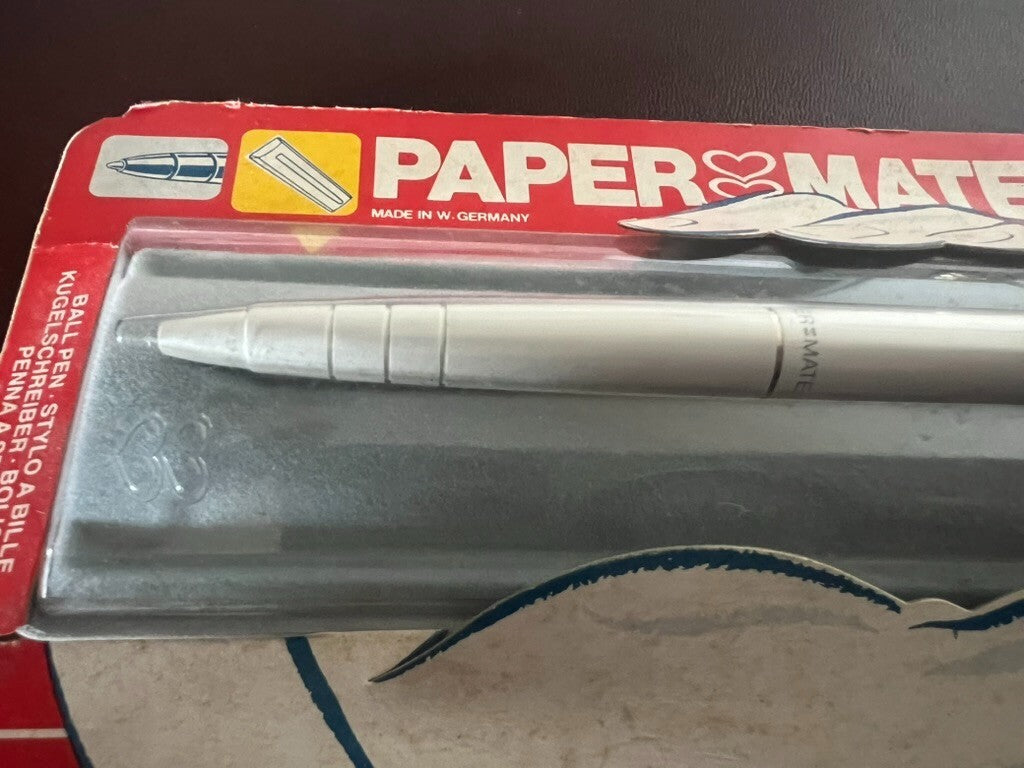 🔴 PAPERMATE penna sfera Monogram bianca con astuccio vintage