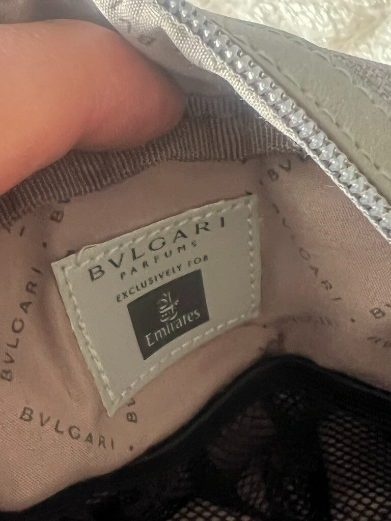 🔴 BULGARI pochette porta trucchi Emirates viaggio tessuto 17x7,5 h 12