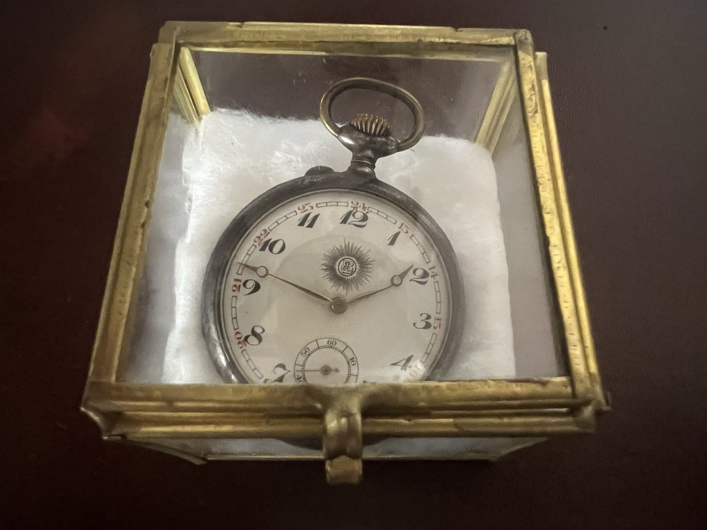 Expositor Pocket Watch Brass Box Carries Joys Square Vintage