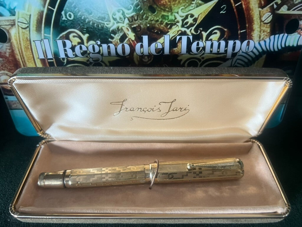 🔴 GOLDSTAR penna stilografica placcata oro pennino ORO pulsante scrive vintage