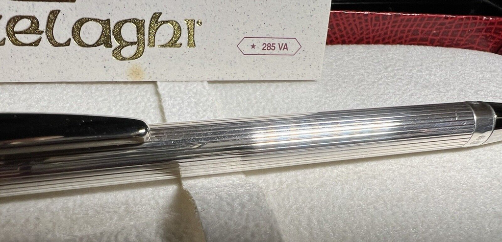 Settelaghi Stylo-Plume Sphère Argent 925 Massif Rayures Écrit Boîte Garantie 6