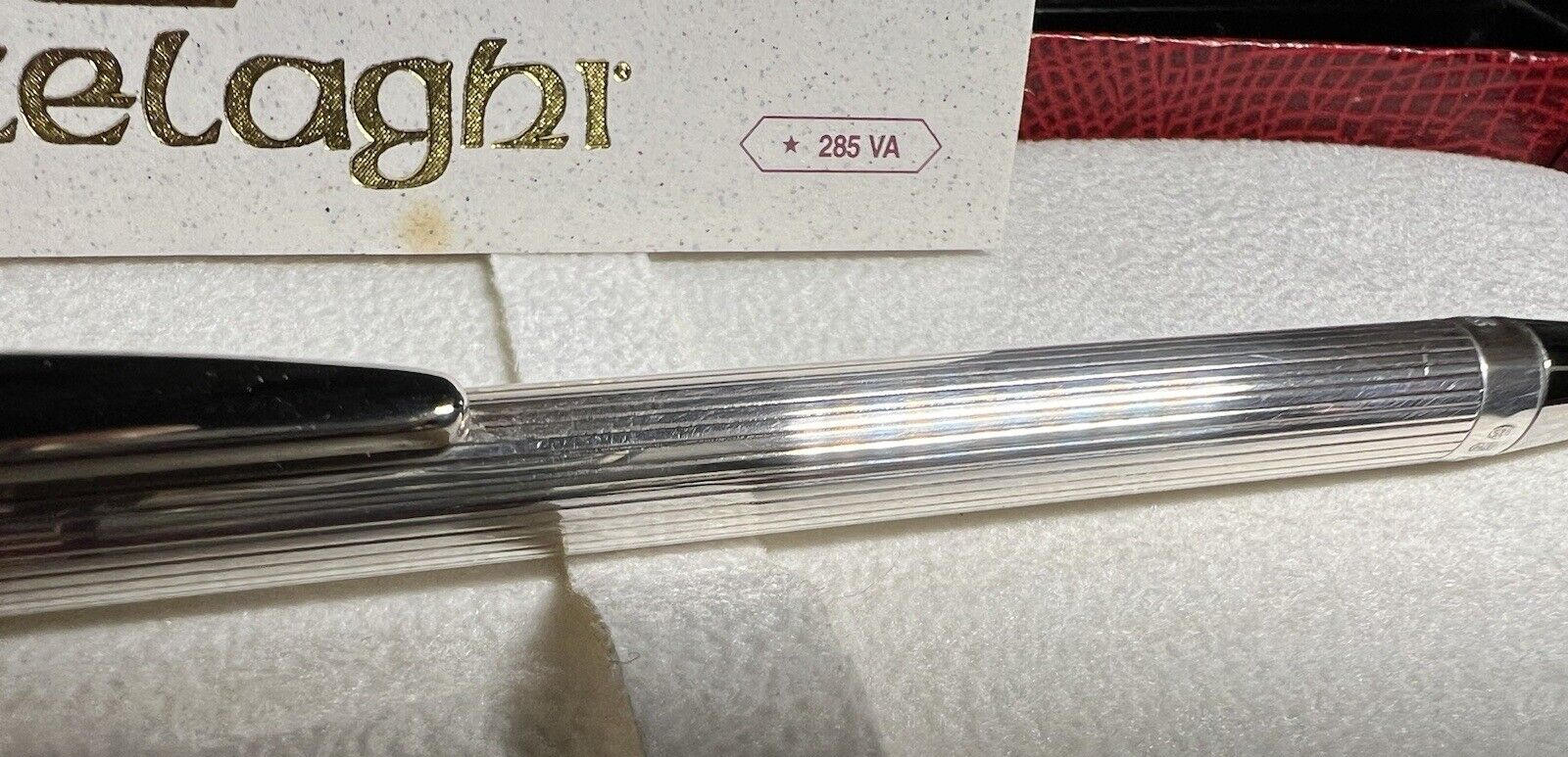 Settelaghi Stylo-Plume Sphère Argent 925 Massif Rayures Écrit Boîte Garantie 6