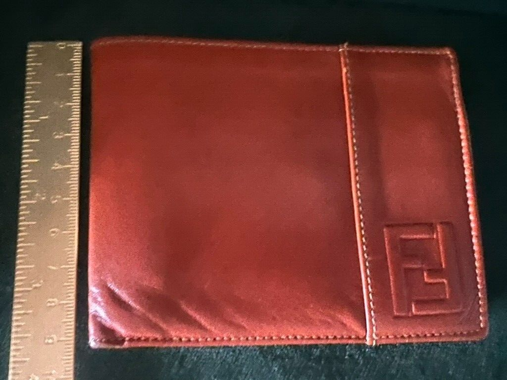 🔴 FENDI portafoglio uomo pelle marrone con porta carte di credito
