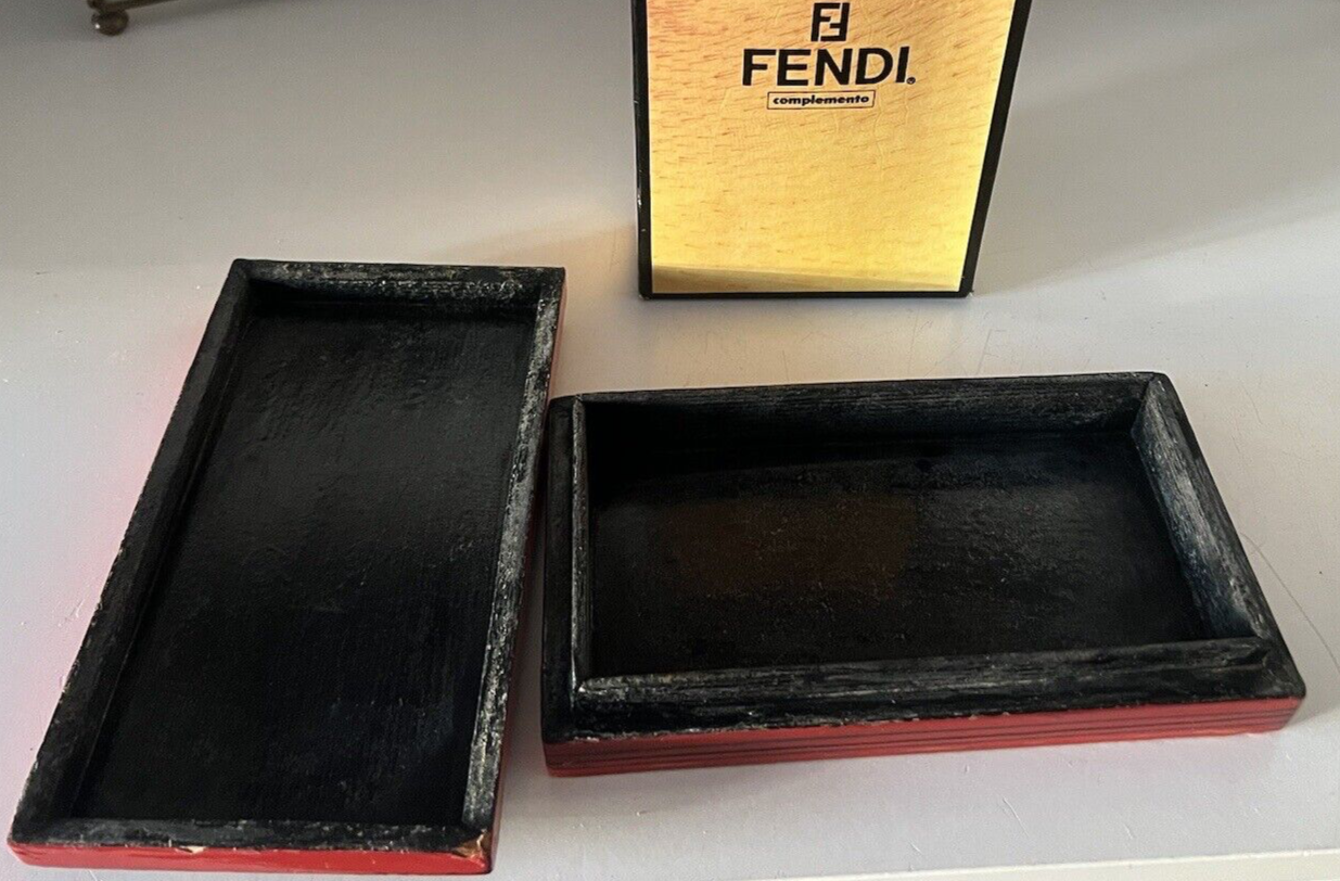 🔴 FENDI Schmuckkästchen aus Holz für Ohrringe, Armbänder, Halsketten und Vintage-Anhänger 