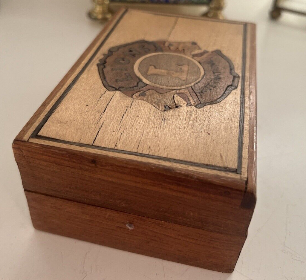 🔴 Lions Club Mosaik-Box, handgefertigte Sarg-Vintage-Box 5 