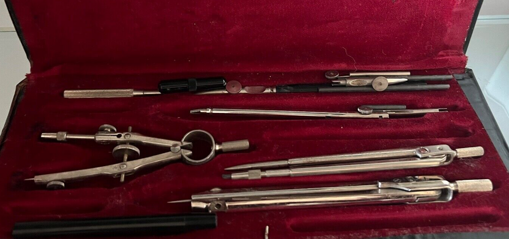 🔴 Technischer Zeichenzirkel LAP mit komplettem Vintage-Box-Set 