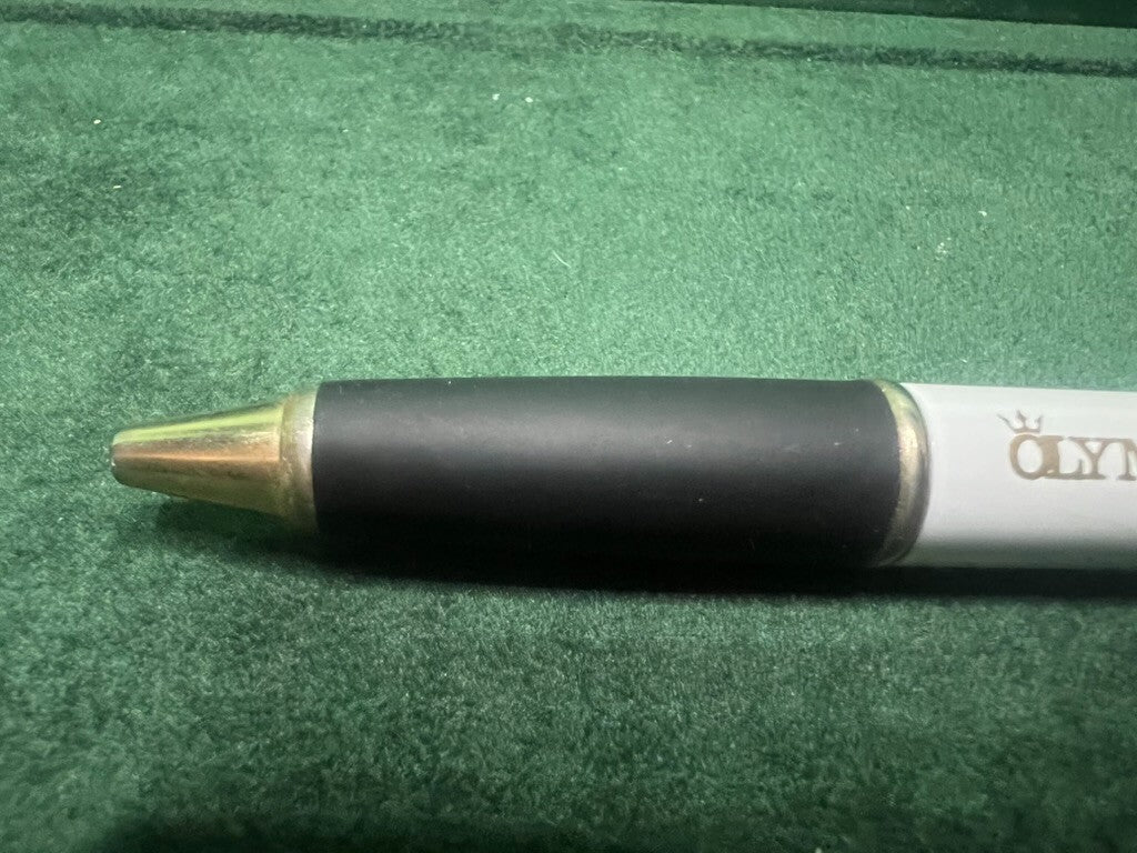 🔴 OLYMPUS penna sfera lacca bianca nera meccanismo a scatto scrive vintage