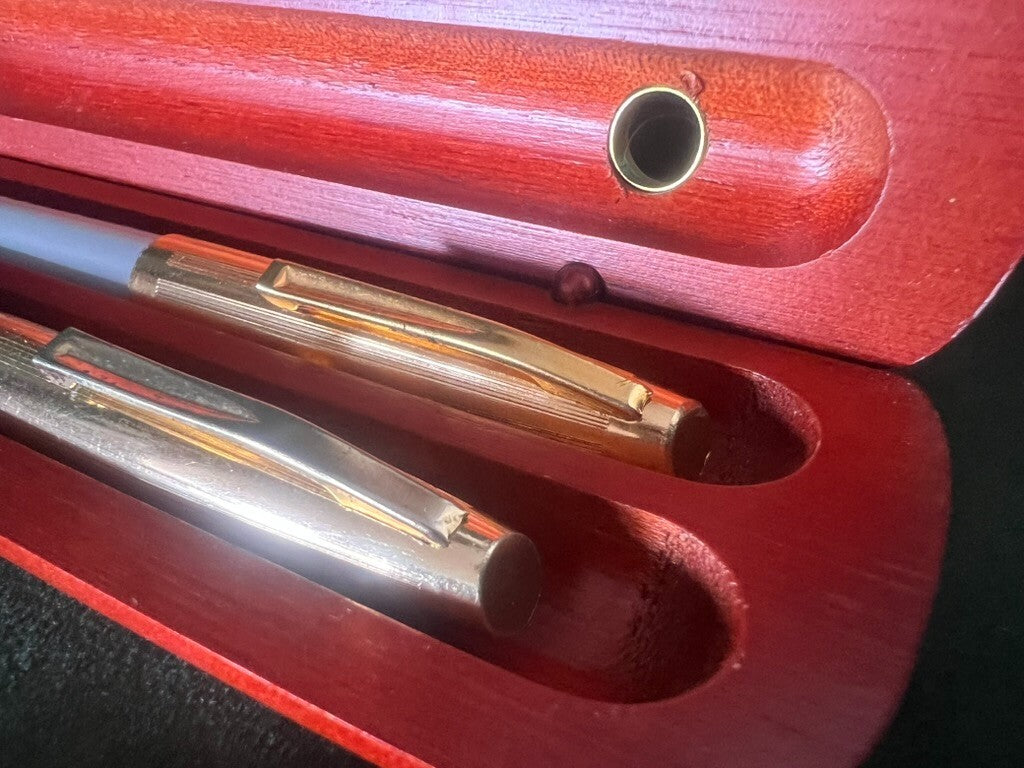 🔴 Blaugraue Kolbenfüllfederhalter schreiben mit Vintage-Tinte A 