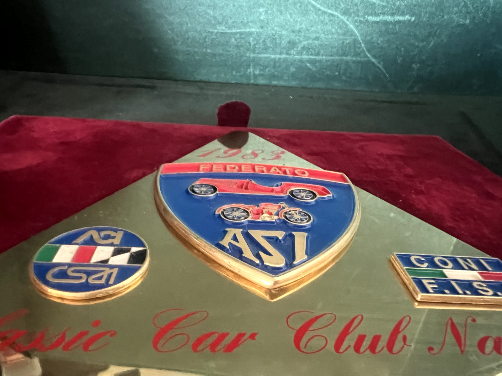 🔴 ASI Auto Moto Car Club Napoli Federated Plate Metallplakette CONI 1983 Bordüre 