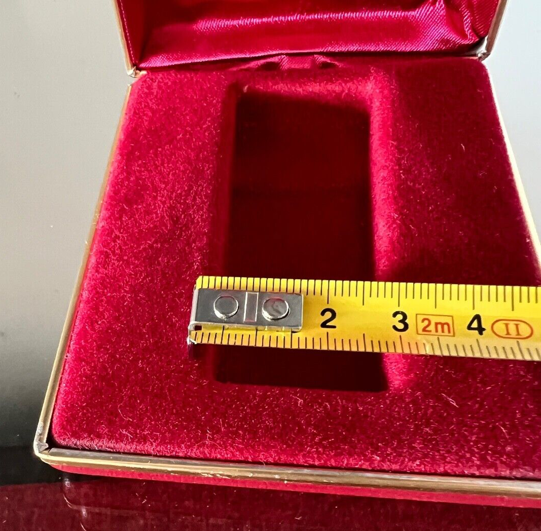 🔴 RONSON scatola accendino rossa pelle interno velluto interno L 2,7 h 7 cm