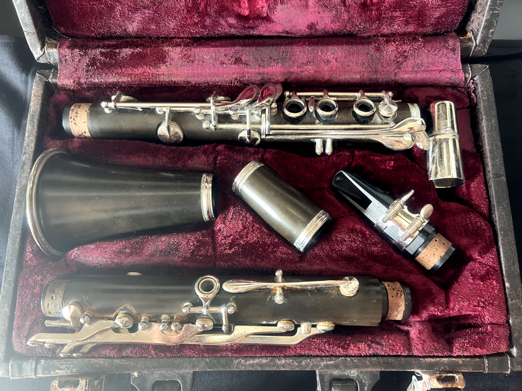 🔴 Clarinetto HSINGHAI legno completo valigia interno velluto originale vintage