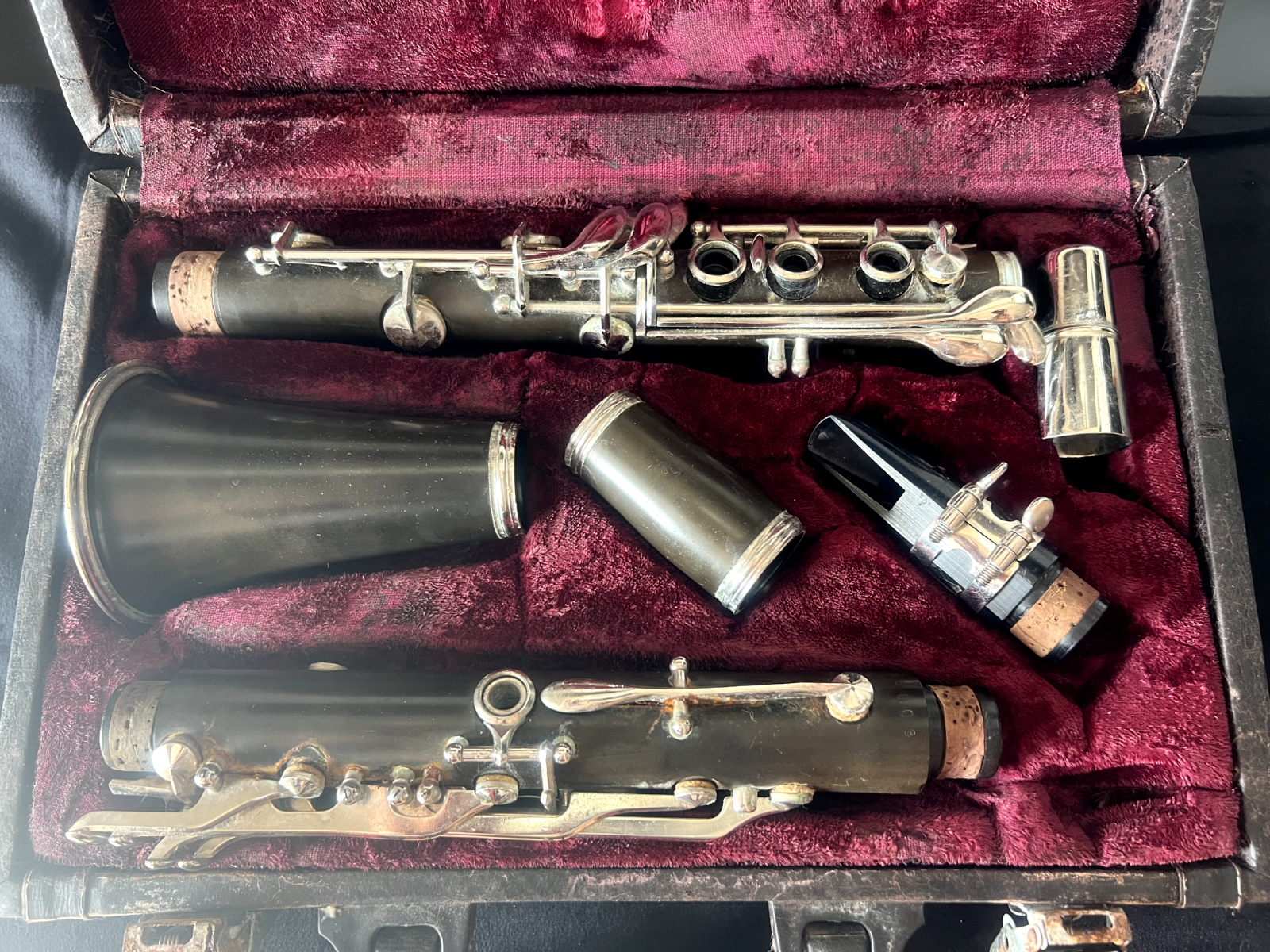 🔴 Clarinetto HSINGHAI legno completo valigia interno velluto originale vintage