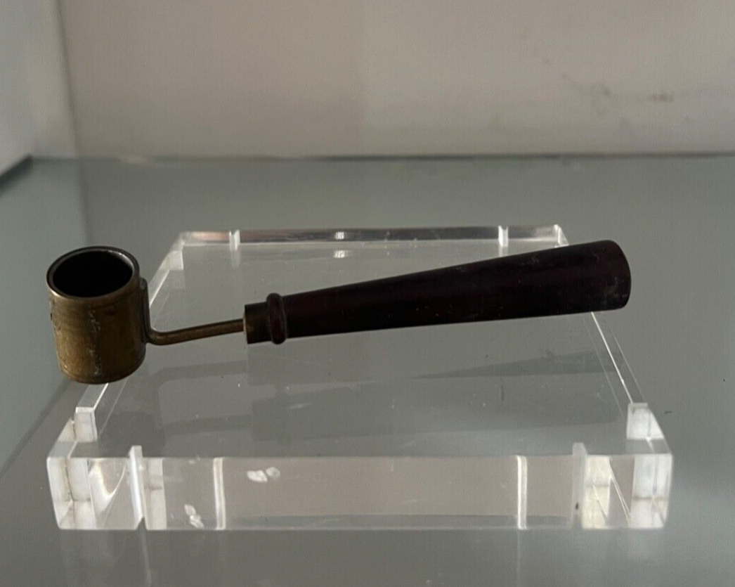 Kugelförmiger Messlöffel zur Dekoration, Messing, Holzgriff, Vintage 