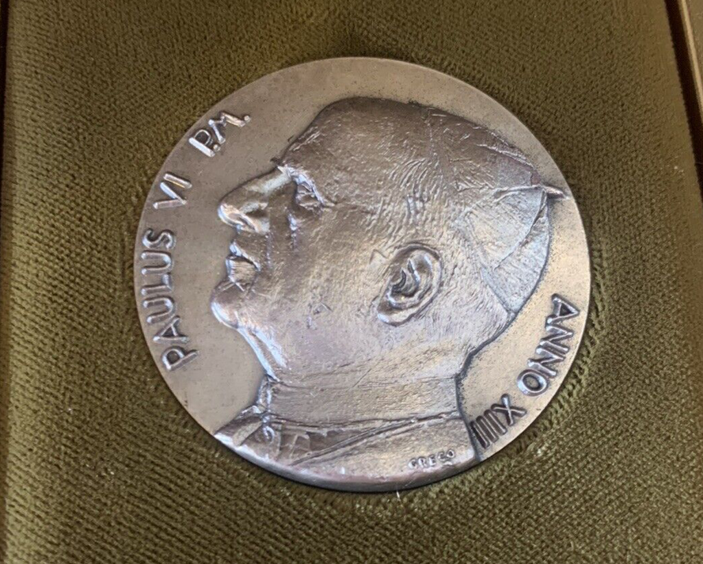 🔴 VATICANO medaglia ARGENTO 800 Papa PAOLO VI ANNO XIII fior di conio FDC