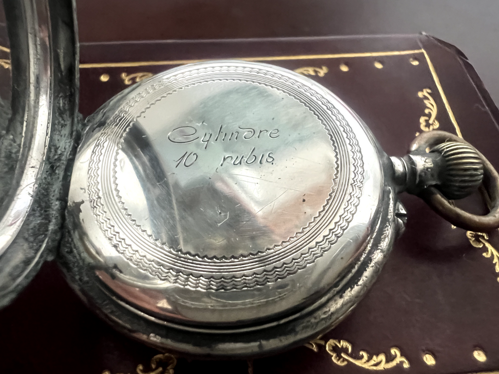 Montre Poche Argent 800 Femme Levier-Dos De Examen Pièces Cylindres 15