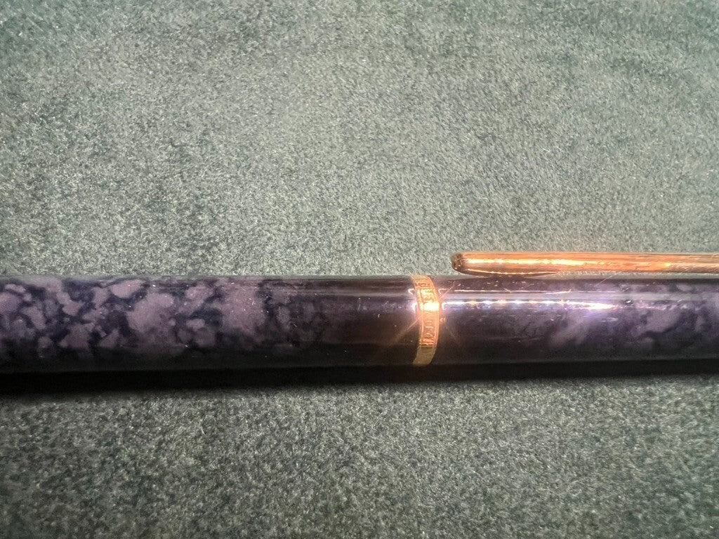 Elysee Stylo-Plume Sphère Laque Marbré Profiles Doré Avec Boîte 