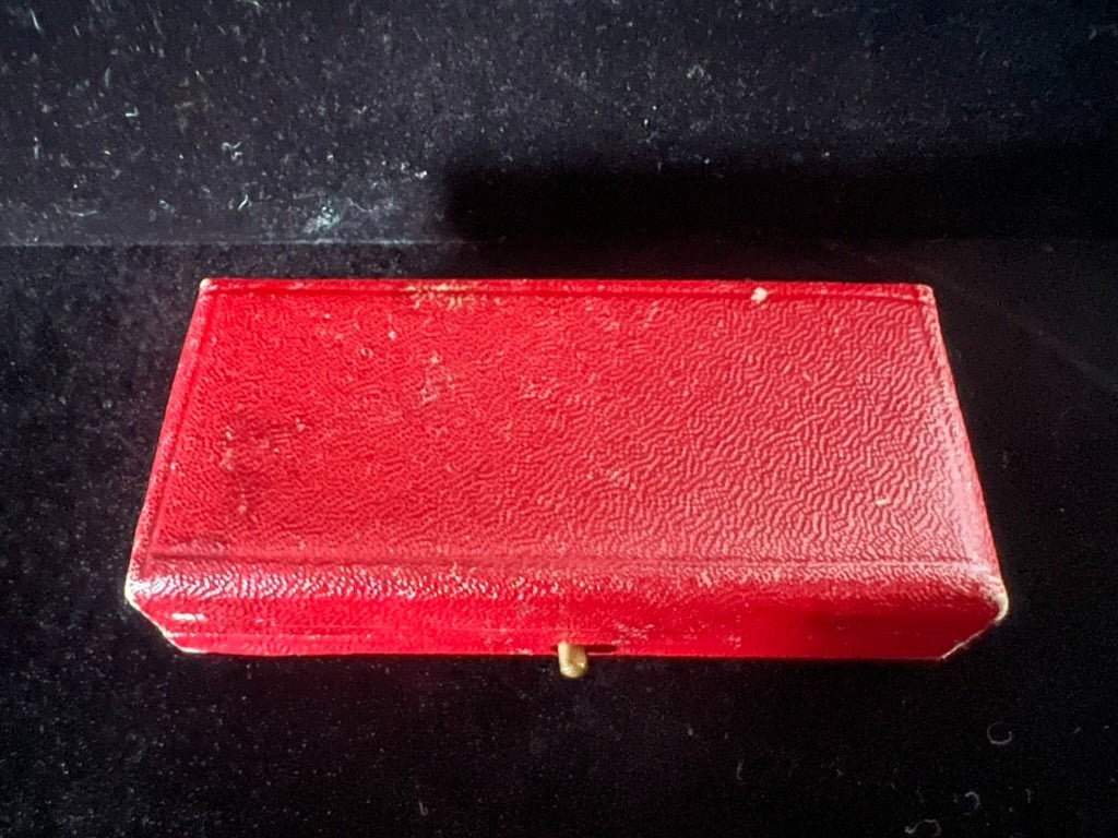 🔴 Scatola orecchini gemelli interno rosso velluto e raso portagioie vintage '50