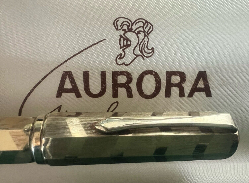 🔴 AURORA penna stilografica Numero 1 pennino ORO 14K F pulsante di fondo