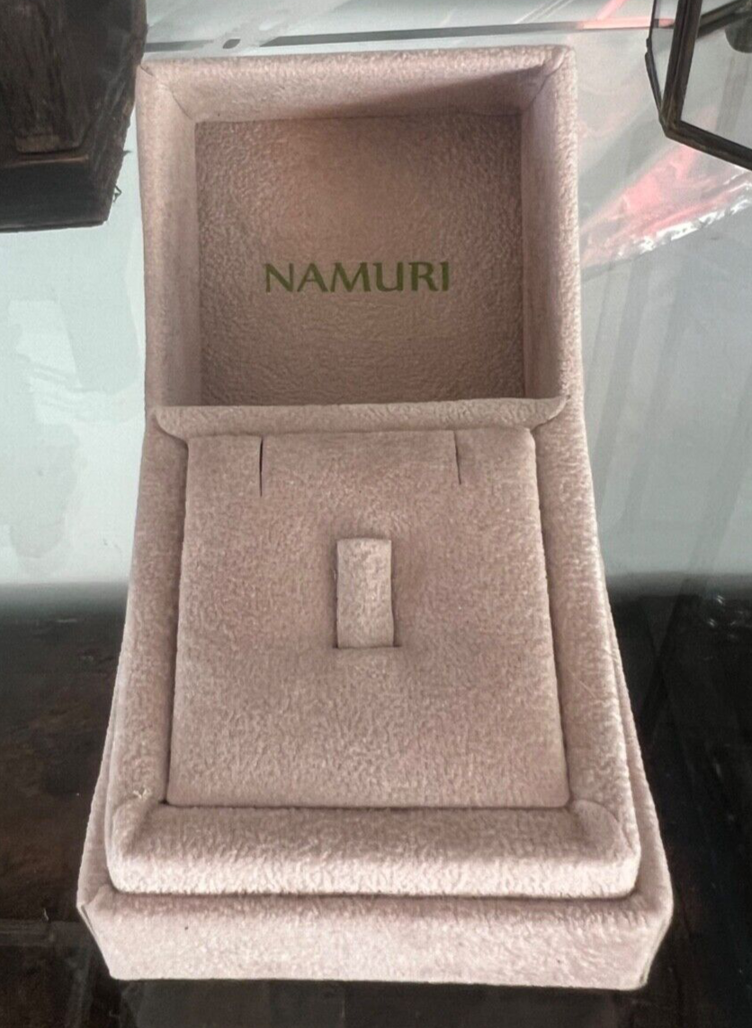 🔴 NAMURI jewelry box earrings, beige flocked ring COMPLETE 