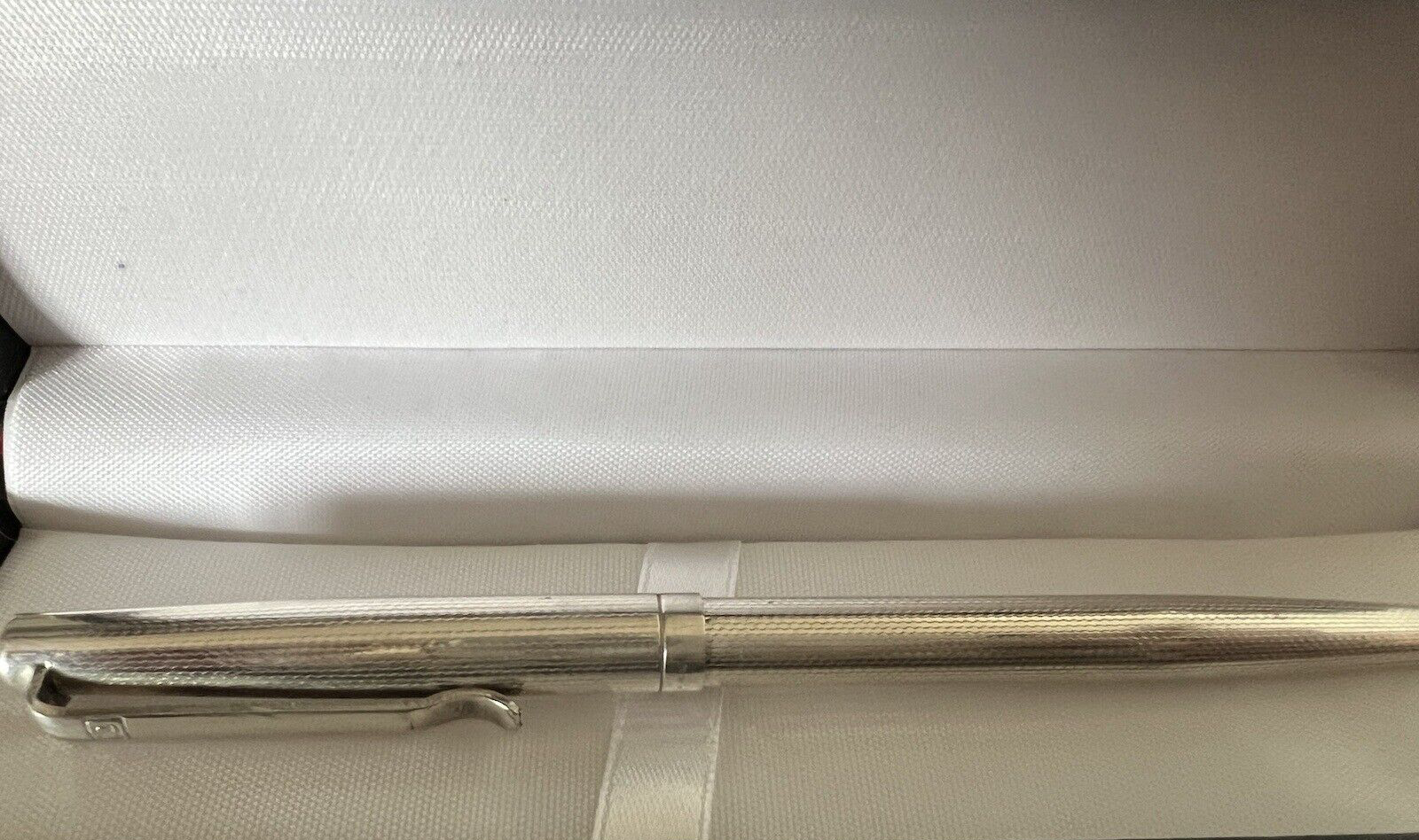 Stylo-Plume Sphère Argent Massif 925 Vagues Bas-Relief Guillocchè Vintage 10 