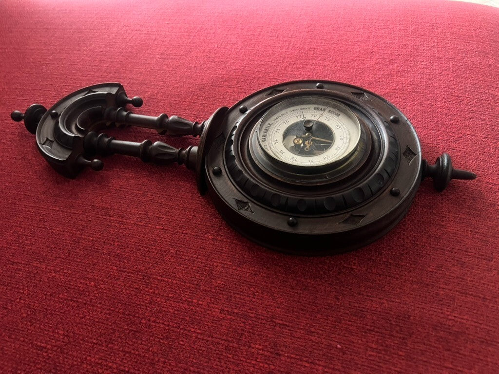Barometer Mechanisch Kunsthandwerk Aus Holz Gedreht Und Gravur A Hand H 44