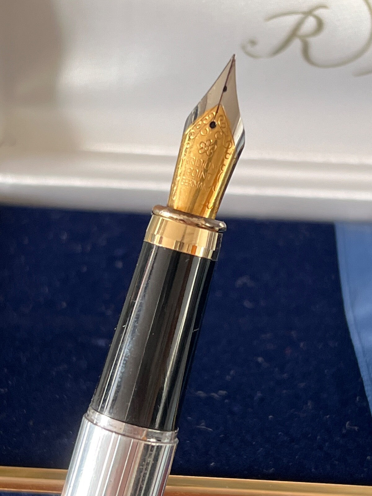 🔴 TESORI penna stilografica ARGENTO 925 MASSICCIO iridium Point Germany vintage