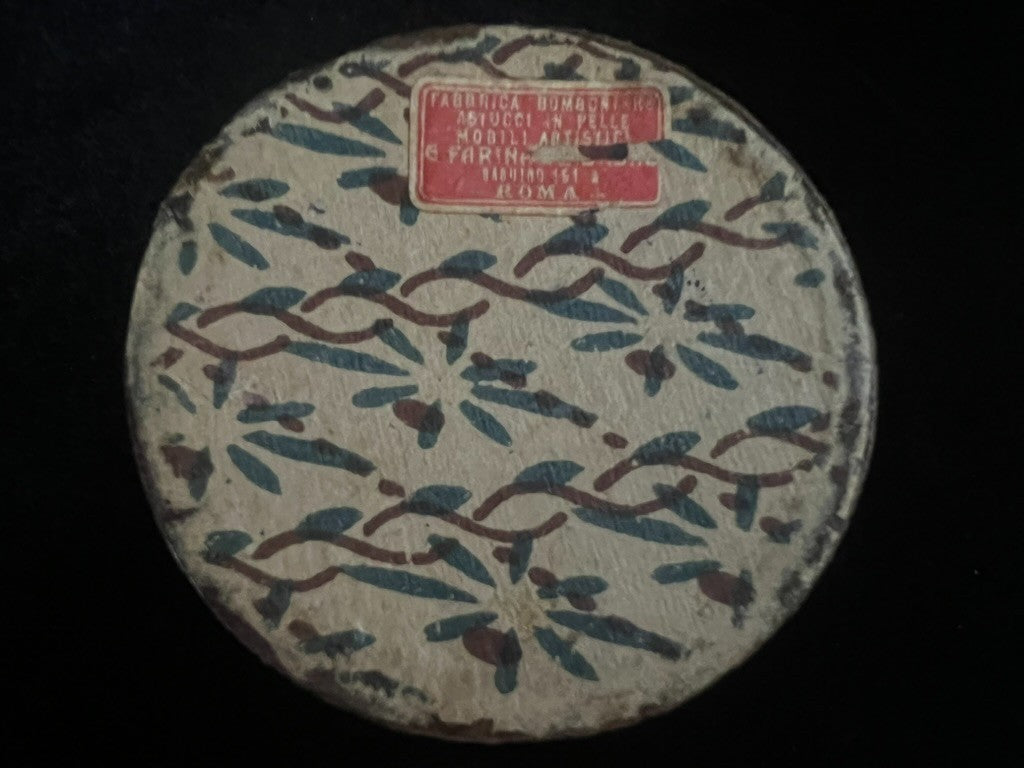 🔴 Scatola box gioiello orologio tasca pelle incisioni interno seta Ø 7 vintage