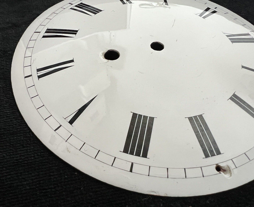 Cadran Horloge Pendule Mur Émaillé Numéros De Romains Vintage