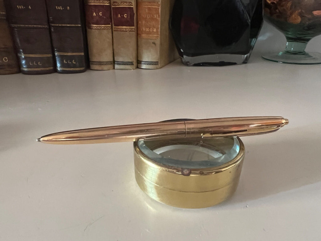🔴 WATERMAN'S penna sfera PLACCATA ORO millerighe a pulsante vintage