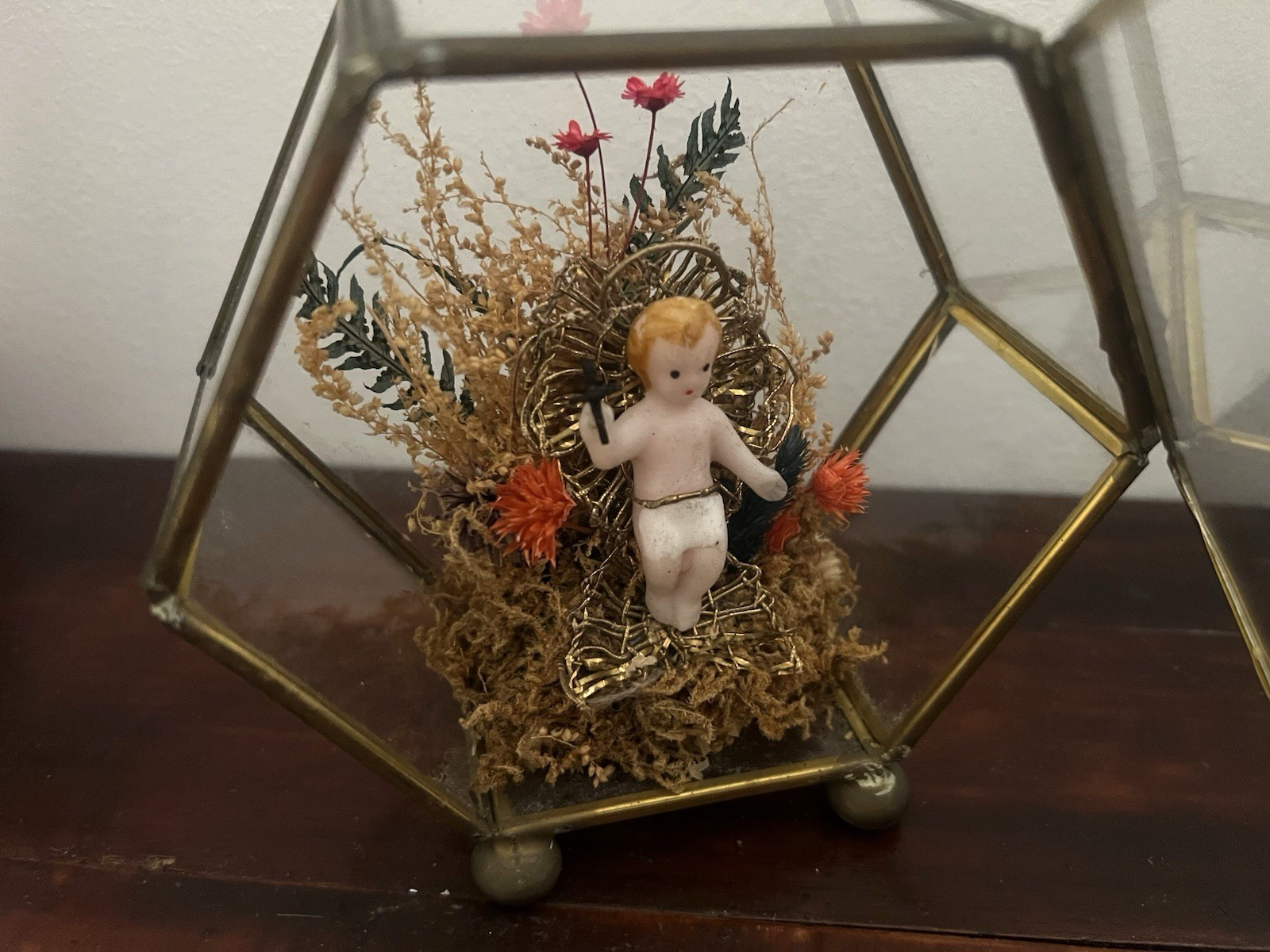 🔴 Baby Jesus aus Wachs, handgefertigt für die Andacht, Original, antik, 1900 