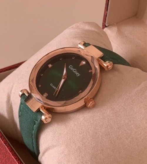 🔴 Orologio donna GOGOEY verde smeraldo e placcato oro rosa movimento al quarzo