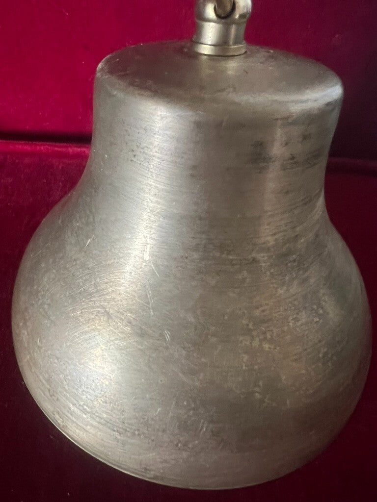 🔴 CAMPANA campanella metallo ottone da altare con cuore GRANDE h 12 cm vintage