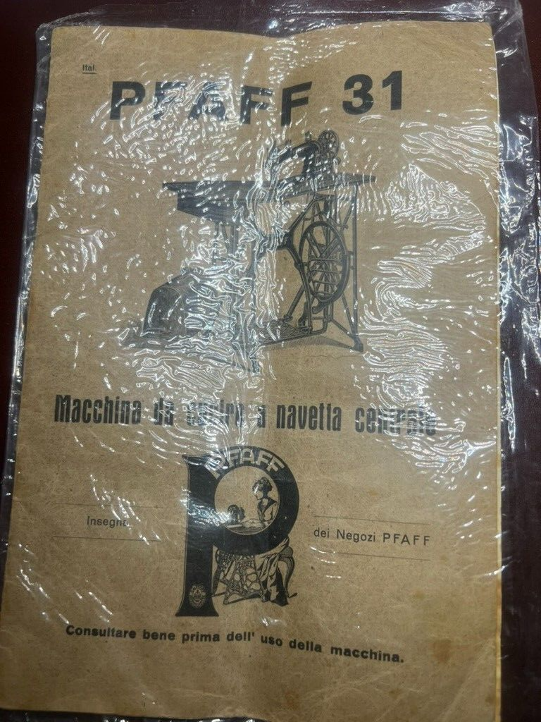 🔴 Bedienungsanleitung für die Nähmaschine PFAFF 31, Original-Garantieheft aus Italien 