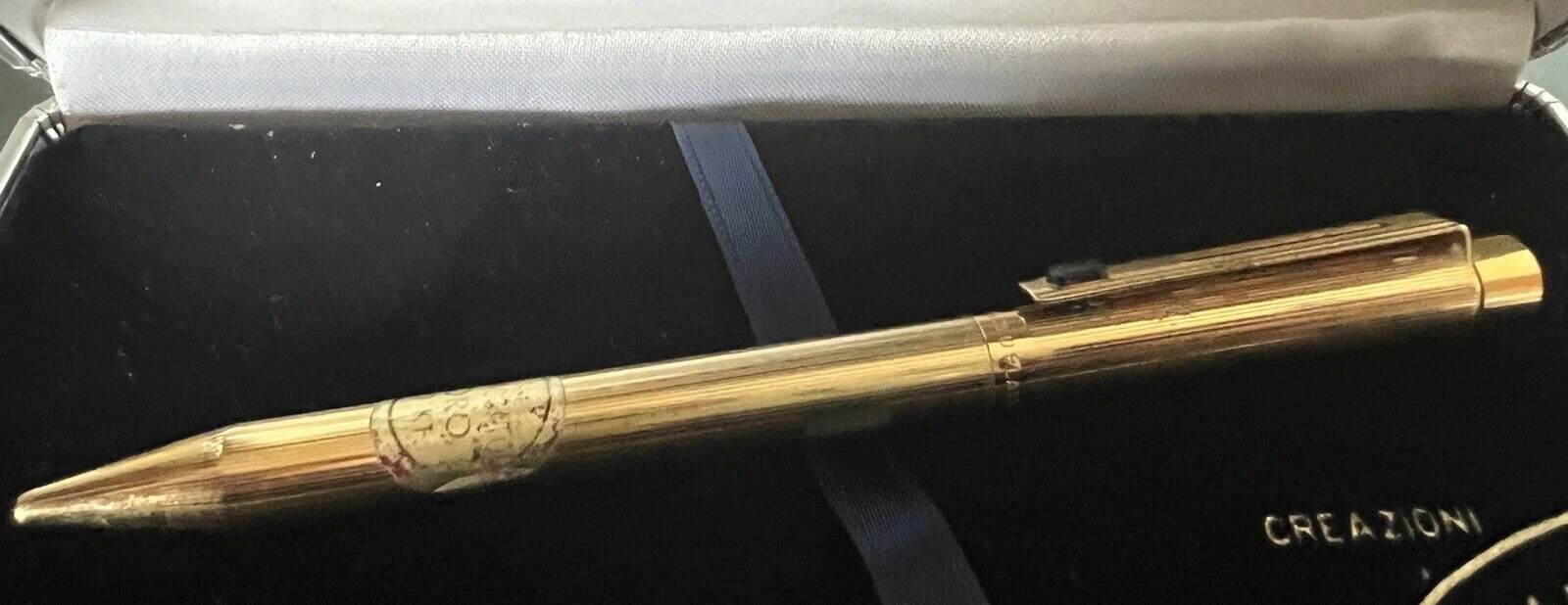 🔴 MORRIS penna sfera placcata oro 18 KT con piccoli segni erosione vintage