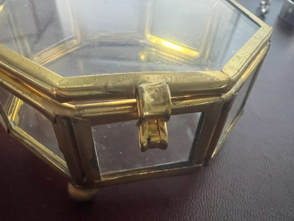 Expositor Taschenuhren-Messingbox mit Schmuckkästchen, Vintage 