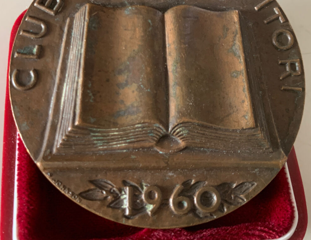 Grande Médaille de Bronze Club Des Editore Fidèle Au Livre 1960, Vintage