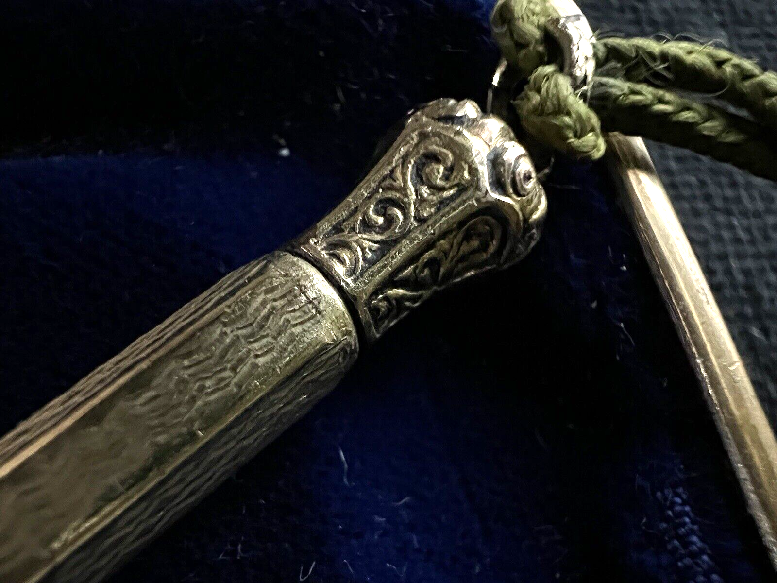 Red Mechanical Pencil Laminated Gold 18K Pendant Miniature Chatelaine Antique A