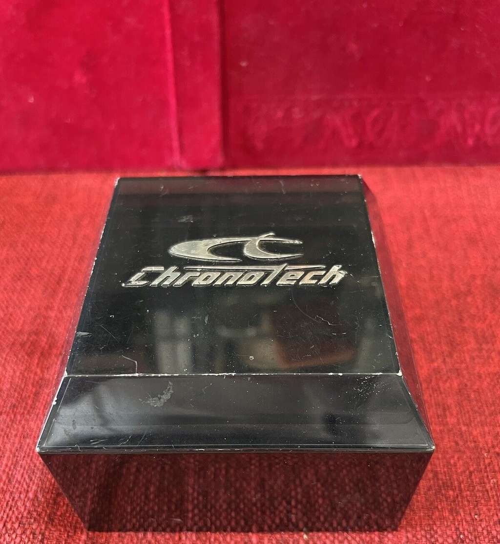 Chronotech Uhrenbox aus Kunststoff, schwarz, Vintage 