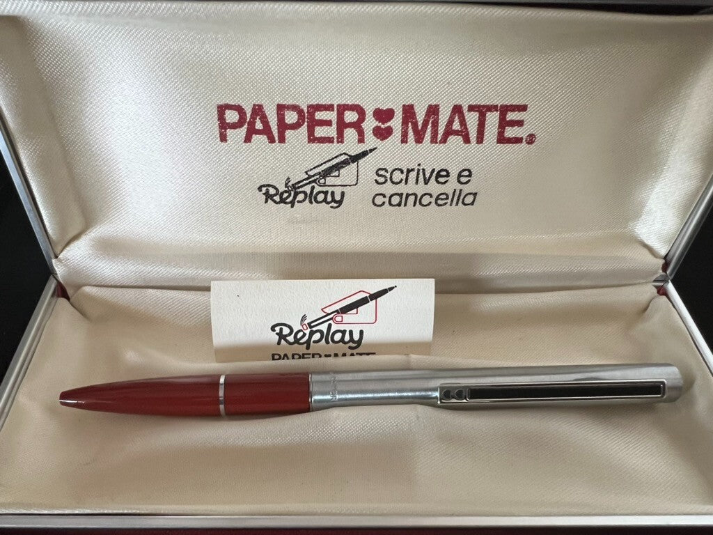 Papermate Pen Sphere Replay Chrome Red Marking with Box Vintage