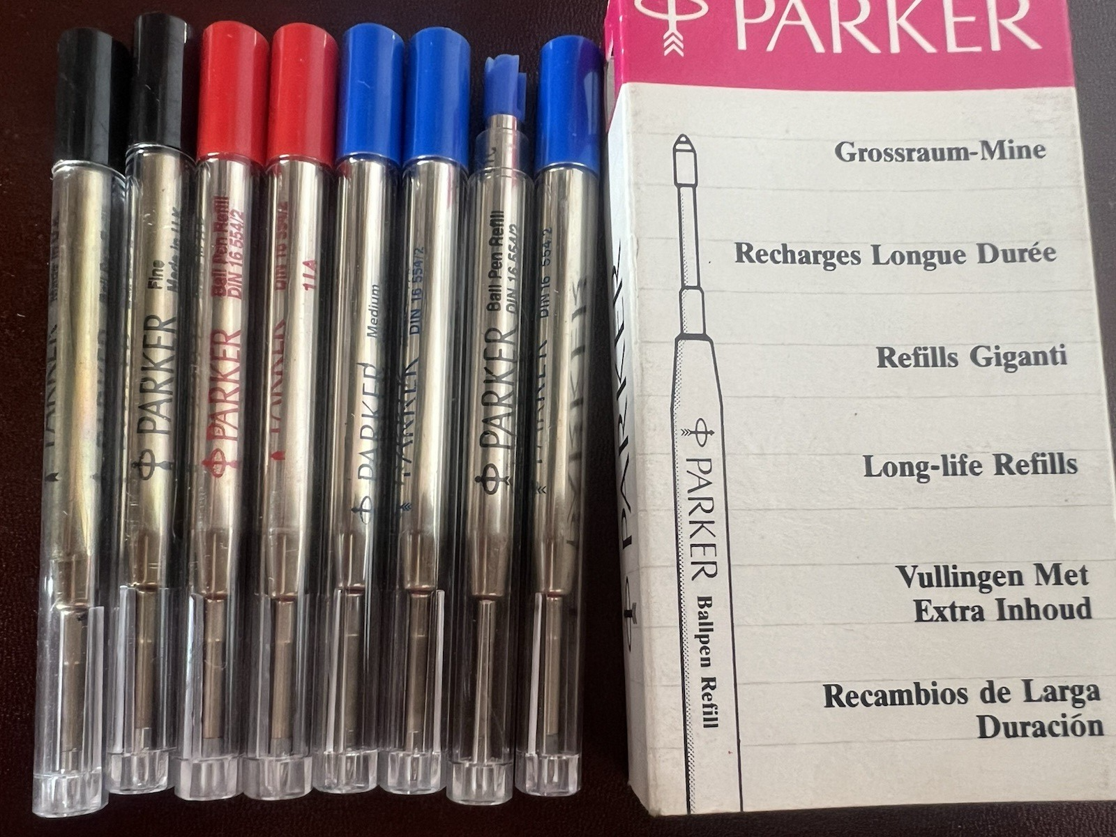 🔴 PARKER refill penna Standard BLU ROSSO NERO ricarica ricambio 8 PEZZI
