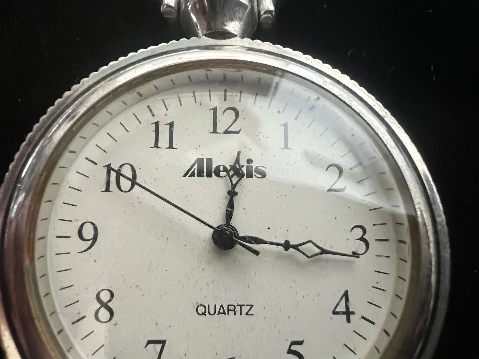 🔴 Orologio tasca uomo ALEXIS cromato Movimento quarzo funziona vintage