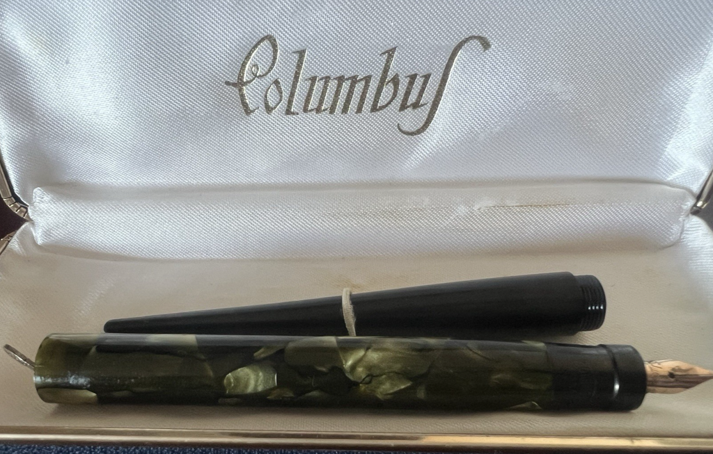 🔴 COLUMBUS Extra 96 penna stilografica stiloforo pennino ORO scrivania vintage
