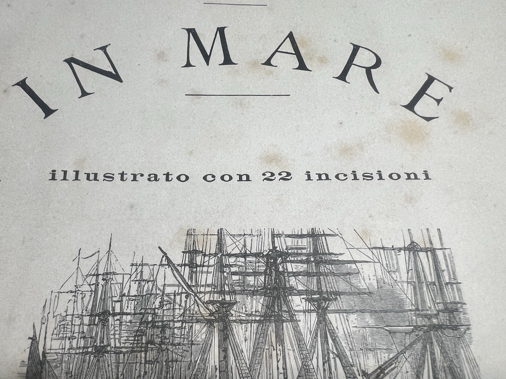 Livre en Mer Mayne Reid En Lingua Italiana Gravure Grand Antique 1877 