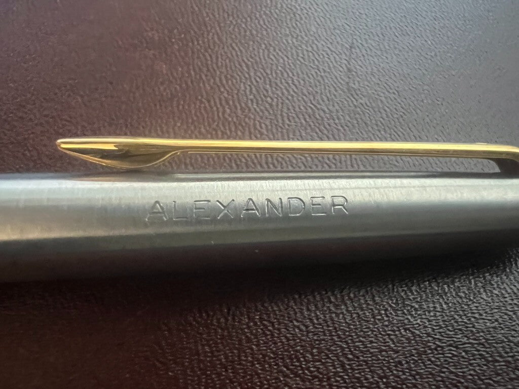 Waterman Stylo-Plume Sphère Chrome Profils Doré Initiales Alexander Écrit